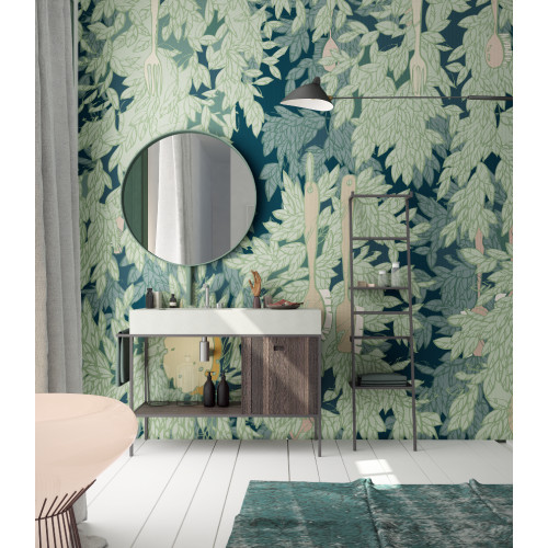 Дизайнерские обои "Густая листва" / wallpaper bathroom