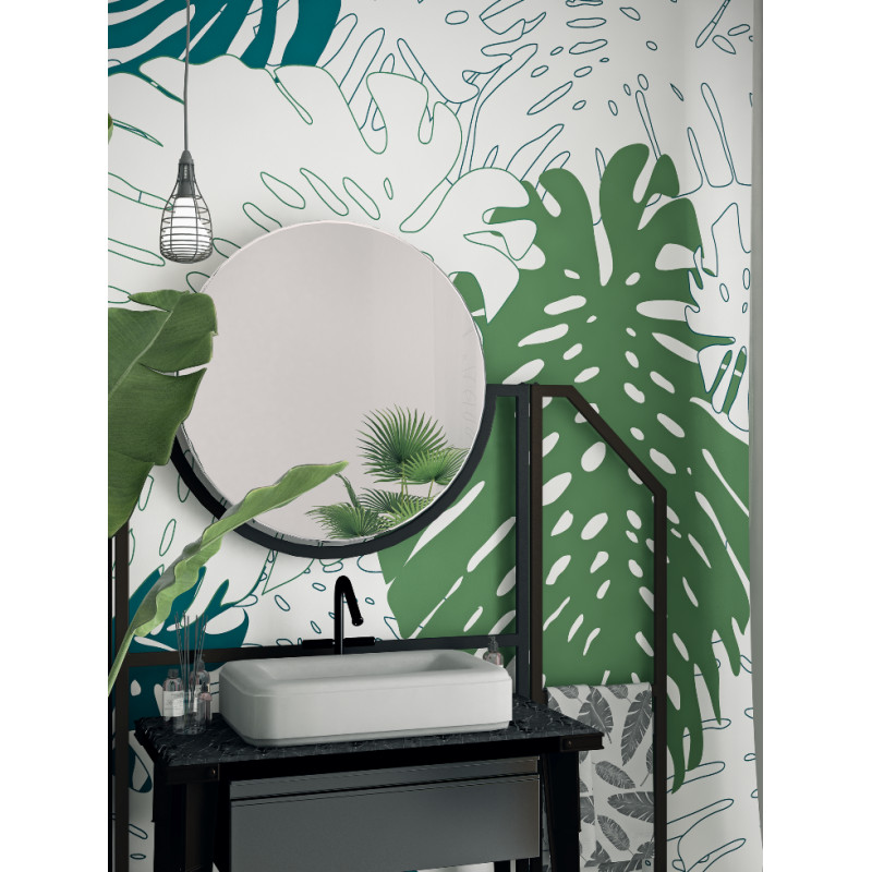 Дизайнерские обои "Монстера" / wallpaper bathroom