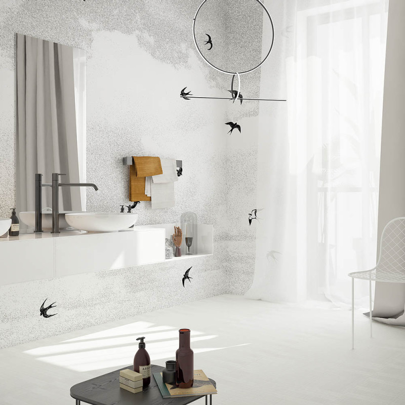 Дизайнерские обои "Ласточки" / wallpaper bathroom