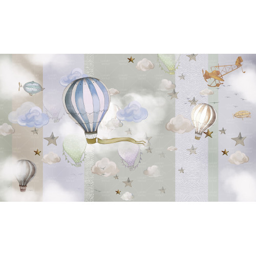Бесшовные детские фотообои Аir balloon