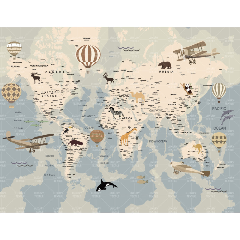 Безшовні дитячі фотошпалери Aircraft map