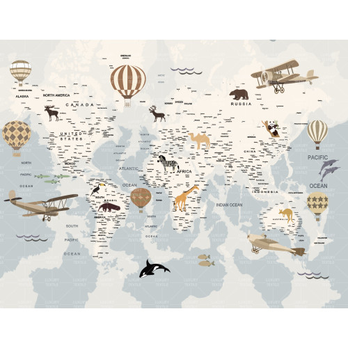 Бесшовные детские фотообои Aircraft map