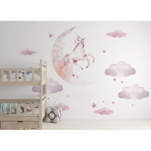 Бесшовные детские фотообои Moon unicorn
