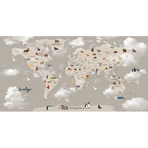 Бесшовные детские фотообои Cloud map